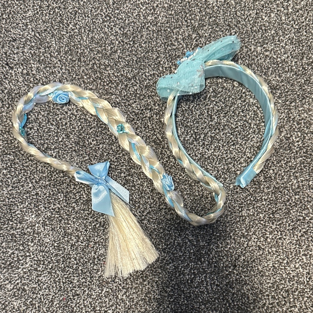 Blue and White Kids Headband with Braid